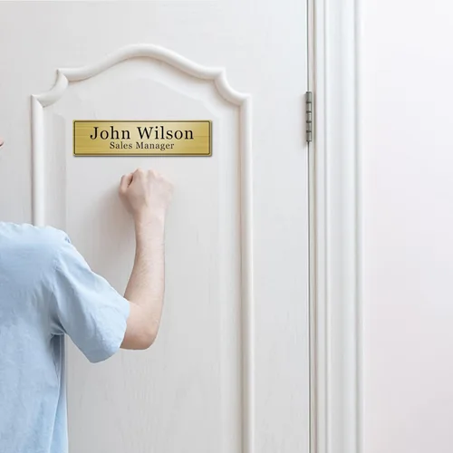 Miniatura 6 de Placa de identificación grabada para oficina, elegante y personalizada para letrero de puerta o pared, placa de nombre de puerta con adhesivo