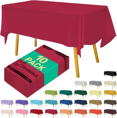 Miniatura 96 de Paquete de 3 manteles de plástico desechables de 54 x 108 pulgadas, manteles de color blanco hueso, manteles de fiesta nupcial para fiestas