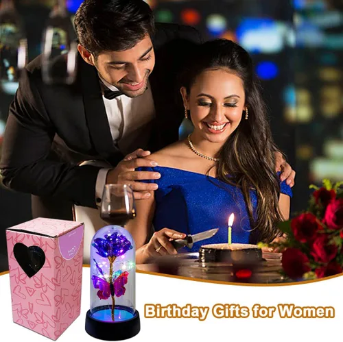 Miniatura 5 de Forever Rose para Mujeres Mamá Esposa, Ideas de Regalos del Día de las Madres Forever Rose, Rosa Galaxia Flor que se Ilumina en Cúpula de Vidrio