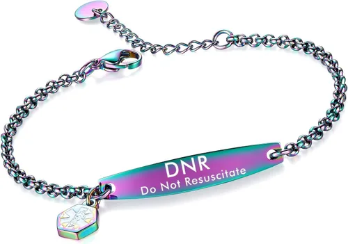 Miniatura 131 de LinnaLove - Pulsera de identificación de alerta médica con cadena Rolo simple pregrabada para mujer