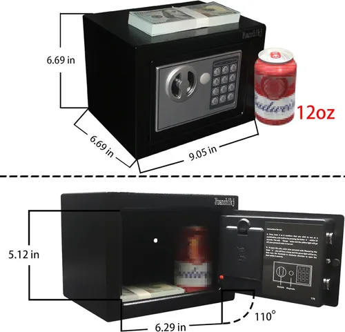 Miniatura 4 de Yuanshikj Caja de seguridad digital electrónica de lujo con cerradura de teclado, para hogar, oficina, hotel, negocios, joyas, pistola, Azul