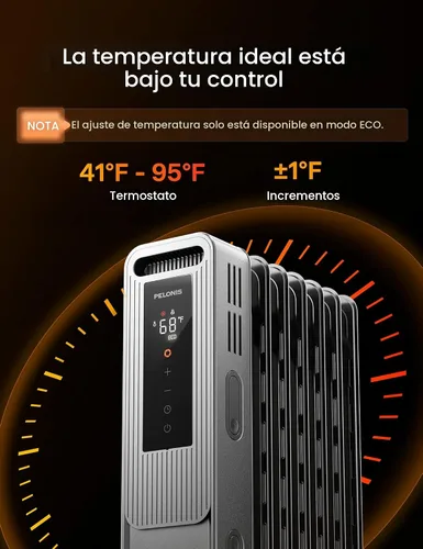Miniatura 6 de PELONIS Radiador lleno de aceite, calentador de espacio eléctrico para uso en interiores en habitaciones grandes con termostato y control remoto, 3