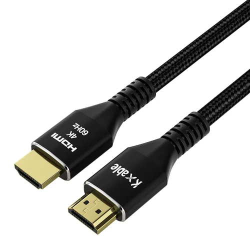 Miniatura 8 de Cable HDMI 4K de 2 pies (paquete de 3), cable HDMI 2.0 Ultra HD, conectores trenzados de nailon y chapados en oro, 4K @ 60Hz, 2K, 1080P, HDCP 2.2