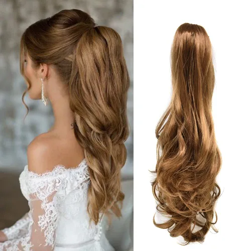 Miniatura 22 de Natural Mujeres Onduladas Chic Garra Pinza Pinza Cola de Caballo Coqueto Capa Extensión de Pelo 14" Rizado Fibra de Alta Temperatura Extensión de 1#