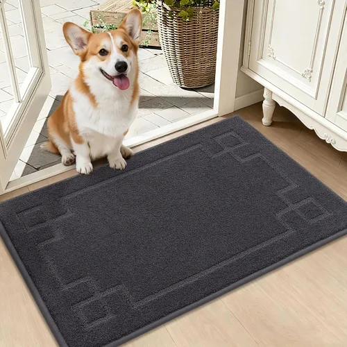 Miniatura 38 de BEQHAUSE Alfombra de Puerta 81 x 122 cm, Alfombras Antideslizantes para Interior Alfombras de Entrada Lavables de Perfil Bajo y Absorbentes, Marrón