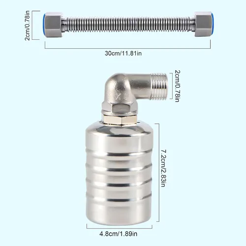 Miniatura 3 de Válvula de flotador de agua, válvula de flotador de control de nivel de agua totalmente automática de acero inoxidable portátil de apagado