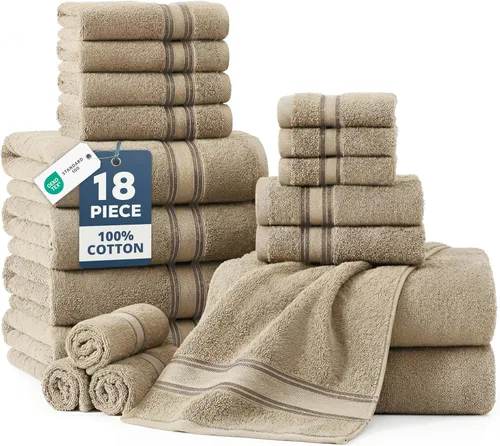 Miniatura 77 de Lane Linen Juego de 4 toallas de baño de 100 % algodón (35 x 66 pulgadas), juego de toallas de baño extragrandes de algodón sin torsión, secado Gris