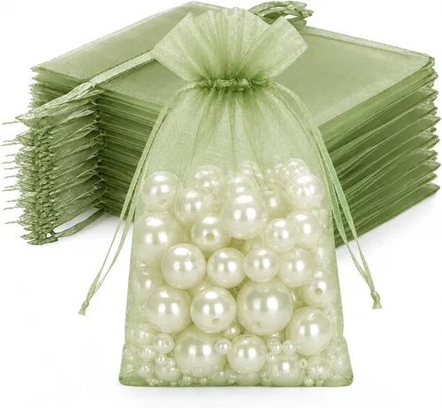 Miniatura 27 de Joycraft 50 bolsas de organza, bolsas de tul transpirables doradas de 4 x 6 pulgadas con cordón, bolsa de malla transparente para recuerdos de boda