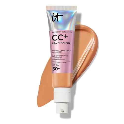 IT Cosmetics CC+ Crema Iluminadora (Rica) - Base Radiante de Cobertura Completa Con SPF 50+, Corrector de Color y Suero Hidratante Anti-Edad, 10