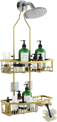 Miniatura 12 de Organizador de ducha mejorado de longitud extendida con ganchos, soporte para champú y jabón resistente a la oxidación, organizador de baño grande
