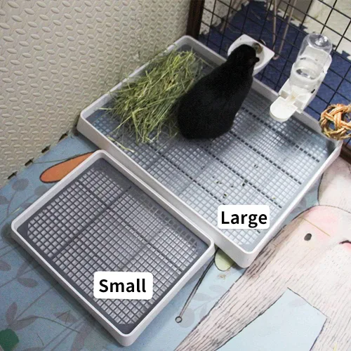 Miniatura 5 de Oncpcare Caja de arena de conejillo de indias de 15 x 12 pulgadas con rejilla, bandeja de arena para animales pequeños para jaula, bandeja de baño