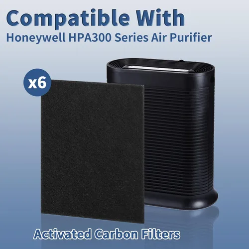 Miniatura 3 de HRF-A300 - Filtro A de repuesto para purificador de aire Honeywell serie HPA300, Funmit 6 unidades precortadas de carbón activado prefiltro