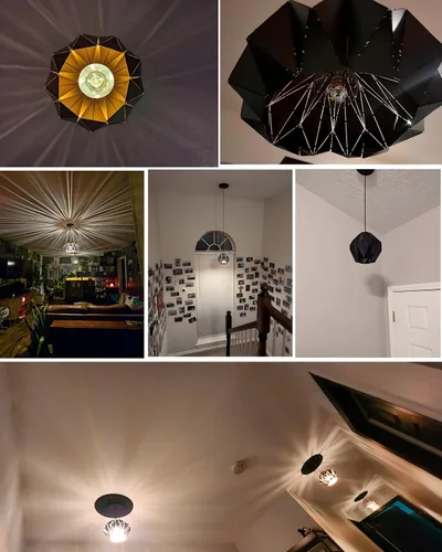Miniatura 3 de Lámpara colgante industrial vintage negra de 7.9 pulgadas Geometric Diamond Ceiling Hanging Light Fixture, Metal E26 Pendant Lamp for Kitchen