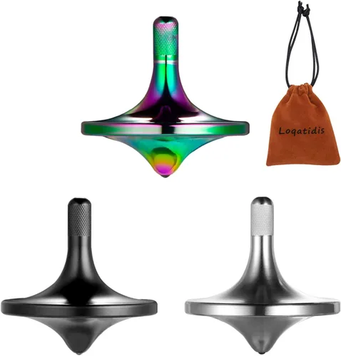 Miniatura 18 de Parte superior giratoria de acero inoxidable, exquisitos juguetes EDC de metal de alta calidad, equilibrio perfecto durante mucho tiempo, ayuda a