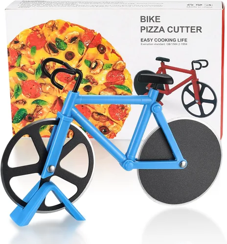 Cortador de pizza para motocicleta, cortador de pizza de acero inoxidable con dos ruedas, cortador de rueda de pizza en forma de motocicleta con