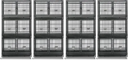 Miniatura 21 de Homey Pet Jaula para perros de 43 pulgadas, apilable, de servicio pesado, perrera para perros, jaula de aseo para perros en interiores con divisor