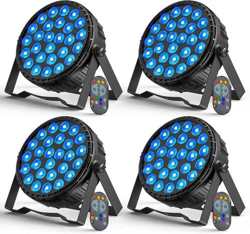 Par de luces LED RGBW 4 en 1 160 W, 27 LED, control remoto y control DMX activado por sonido, reproducción automática de 8/4 canales para eventos,