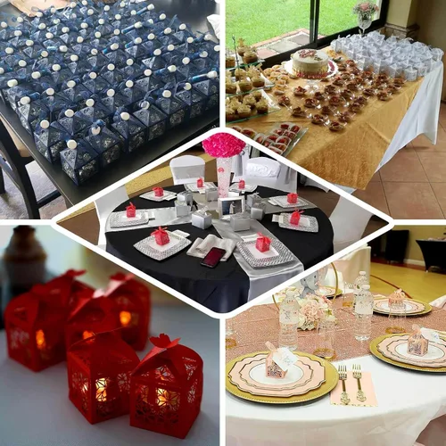 Miniatura 5 de Efavormart - 25 cajas de dulces con estampado de encaje con estampado de mariposa plateada, elegantes cajas de regalo con forma de mariposa