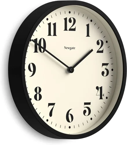 Reloj de pared NEWGATE® Número Cuatro Teatro | Reloj redondo moderno | 30cm | Negro | Números decorativos | Ideal para cocina, sala de estar u