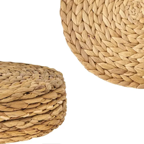 Miniatura 7 de BARIEN Juego de 10 manteles individuales tejidos redondos, tejido de jacinto de agua natural para mesa de comedor, manteles individuales grandes