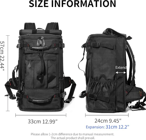 Miniatura 2 de YOUMIAN Mochila de gran capacidad para viajes, senderismo, deportes, bolsa de lona convertible duradera para portátil y avión