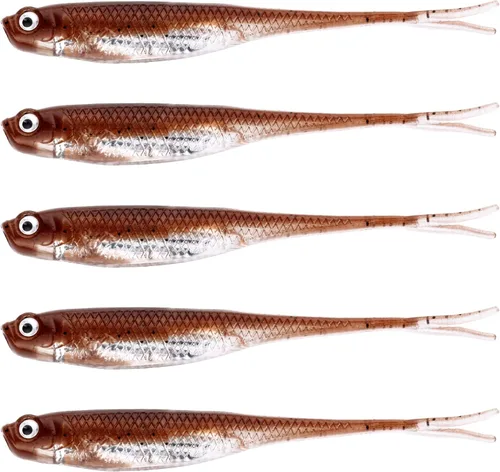 Miniatura 11 de QualyQualy 5 señuelos de pesca suaves de Swimbait, 6 unidades Jerk Shad Minnow Drop Shot Señuelo para Bass Bait Shad Señuelo suave Jerkbait para A-4#