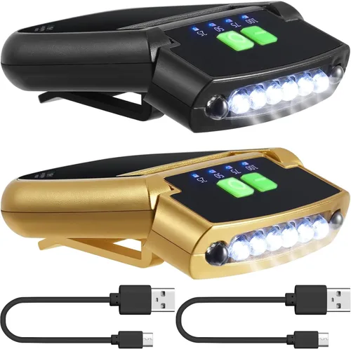Miniatura 21 de Mudder Linterna LED con clip para gorra USB recargable, linterna impermeable ultra brillante para sombrero, linterna de cabeza para pesca