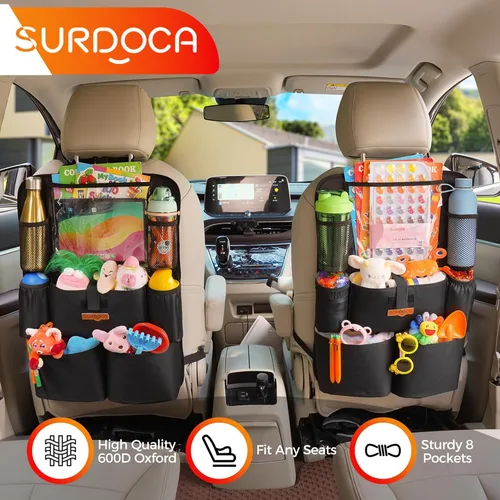 Miniatura 4 de SURDOCA Organizadores y almacenamiento de automóvil, organizador de asiento de automóvil mejorado con soporte para tableta de pantalla táctil de 11
