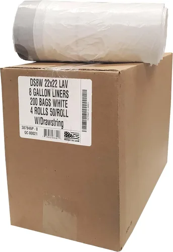 Miniatura 7 de Aluf Plastics - Bolsas de basura perfumadas con cordón blanco de 8 galones, 0.7 milésimas de pulgada de pulgada de pulgada de diámetro, 22 x 22