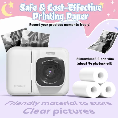 Miniatura 9 de Cámara para niños, cámara de impresión digital instantánea de 1080P para niños, regalos de Navidad y cumpleaños para niñas y niños de 4, 5, 6, 7, 8