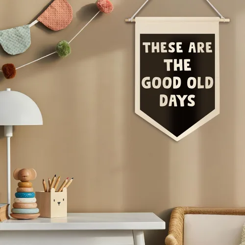 Miniatura 3 de ChenCraty Cartel de lienzo de pared con texto en inglés "These Are The Good Old Days", moderno color negro y beige motivacional para colgar, 015