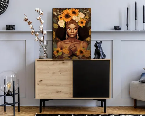 Miniatura 143 de Arte de pared afroamericano, decoración de rey y reina bailarín negro para sala de estar, arte de pareja de amor negro para dormitorio, lienzo