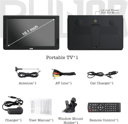 Miniatura 9 de Televisión portátil de 10 pulgadas, televisión pequeña con antena, TV a batería con entrada USB/SD/HDMI, sintonizador ATSC digital integrado
