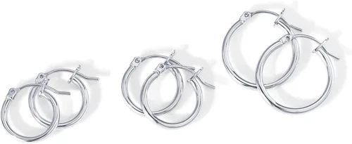 Miniatura 3 de PAVOI 18K Gold Plated 925 Sterling Silver Posts Small Hoop Earrings for Women - Trendy Geometric Plain Chunky Huggie Earscape Piercing Pack