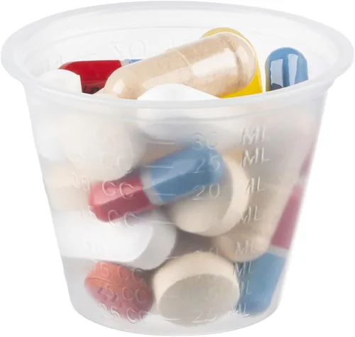 Miniatura 7 de GUSTO [300 unidades – 1 onza] Taza medidora de medicina desechable de plástico para medicina líquida, epoxi y píldoras, paquete anteriormente cómodo