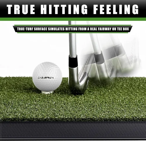 Miniatura 6 de CHAMPKEY Premium Synthetic Turf Golf Hitting Mat Heavy Duty Rubber Base Golf Practice Mat Come with 1 Rubber Tee and 9 Plastic Tees