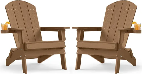 Miniatura 41 de YEFU Silla Adirondack, silla Adirondack de plástico de gran tamaño, sillas plegables para exteriores con soporte para tazas, silla de césped