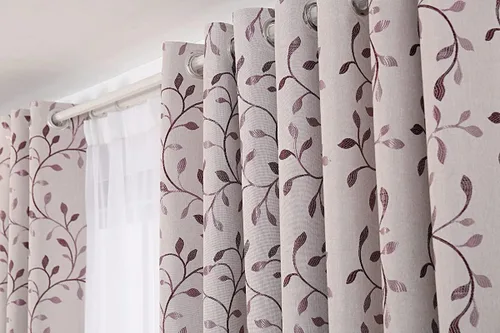 Miniatura 2 de GYROHOME Cortina opaca floral con bordado de hojas, ojales en la parte superior, aislamiento térmico, oscurecimiento de habitación, ahorro de ruido