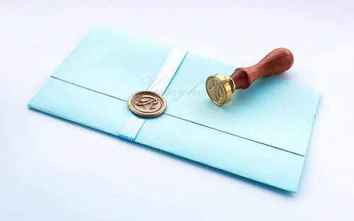 Miniatura 5 de VOOSEYHOME - Sello de cera, letra inicial escrita a mano con mango de palisandro, decoración en invitaciones, sobres de correo, tarjetas, libros