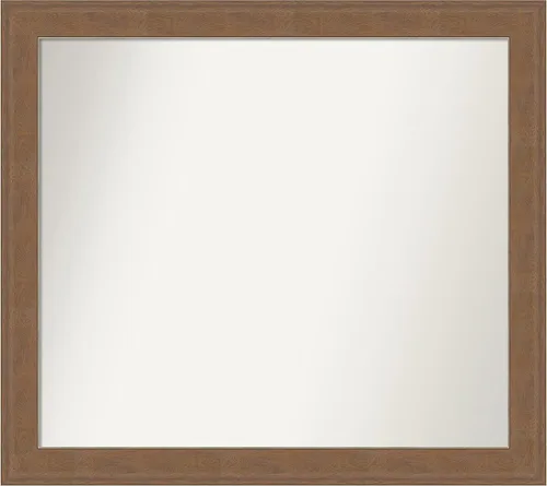 Miniatura 401 de Amanti Art Espejo de baño marrón para sobre el fregadero, 25 x 25 pulgadas, hecho a medida, espejo de tocador cuadrado marrón medio, marco de madera