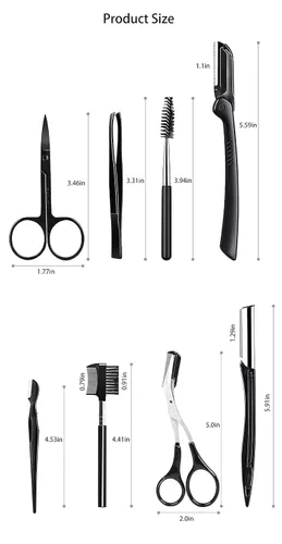Miniatura 8 de Set de aseo de cejas Kit de recorte de cejas, herramientas para cejas, tijeras de cejas cepillo de recorte (11 piezas)