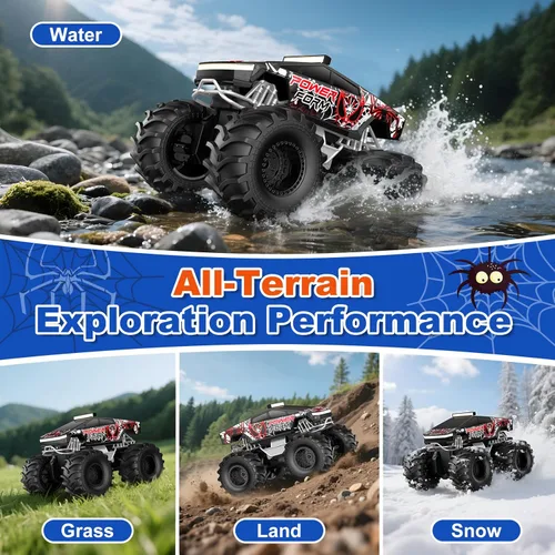 Miniatura 5 de Auto de control remoto anfibio, 1:18 impermeable Monster Truck Juguetes RC Cars, 2.4GHz RC Trucks 4WD todoterreno todo terreno, regalos