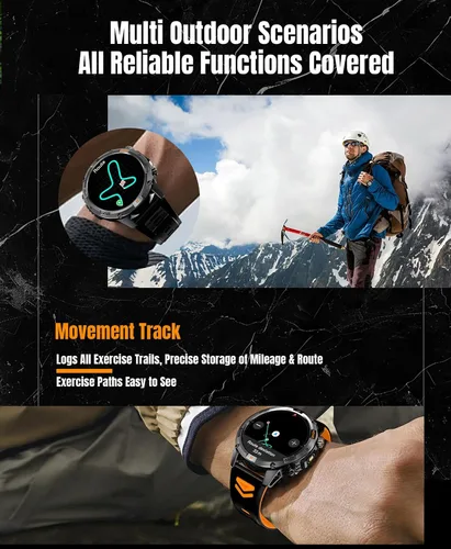 Miniatura 2 de Reloj inteligente militar con GPS para exteriores para hombres, reloj deportivo con seguimiento GPS IP68, impermeable, más de 100 modos deportivos