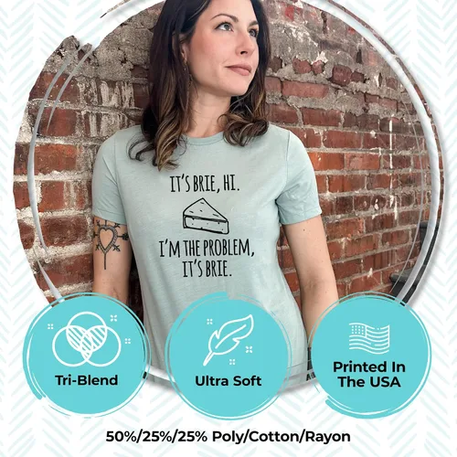 Miniatura 9 de Cute Women's Screen Printed Crew Neck Tee, Shirts With Sayings, Dusty Blue or Olive