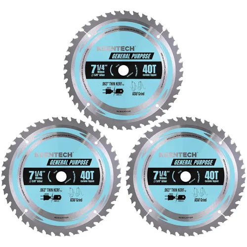 Miniatura 9 de KEENTECH - Juego de 10 hojas de sierra circular de 18,4 cm, 24 dientes, para marcos, con punta de carburo de tungsteno, rectificado ATAF, vástago