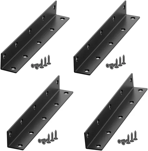 Miniatura 24 de Soportes en L, 4 unidades de soporte de esquina con ángulo, acero inoxidable superior, 4" x 1" M, 2 mm de espesor, para estante de madera, mueble