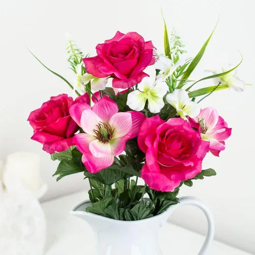 Miniatura 10 de Factory Direct Craft Ramo de rosa artificial y loto rosa crema y belleza para decoración de primavera y exhibiciones de verano