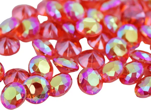 Allstarco 200 unidades de 0.472 pulgadas rojo claro AB quilates acrílico diamante confeti AB revestimiento para mesa dispersión decoración de boda