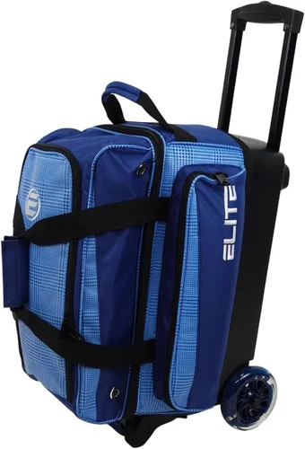 Miniatura 13 de ELITE Bolsa de bolos Deluxe de 2 bolas con ruedas lisas de 5 pulgadas, bolsillo grande para accesorios, compartimento para zapatos, mango extensible