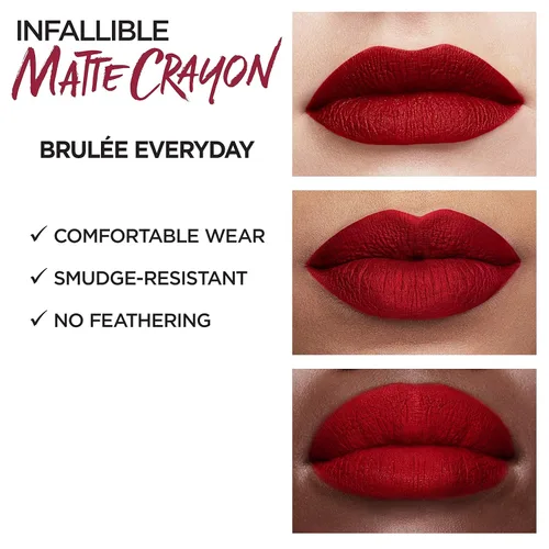 Miniatura 4 de L'Oréal Paris Infallible Matte Lip Crayon Brulee Everyday (el embalaje puede variar)